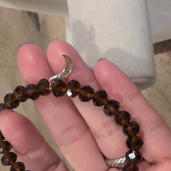 Budhagirl Brown Beaded Bracelet with Silver Crescent Charm - Picture 3 of 3